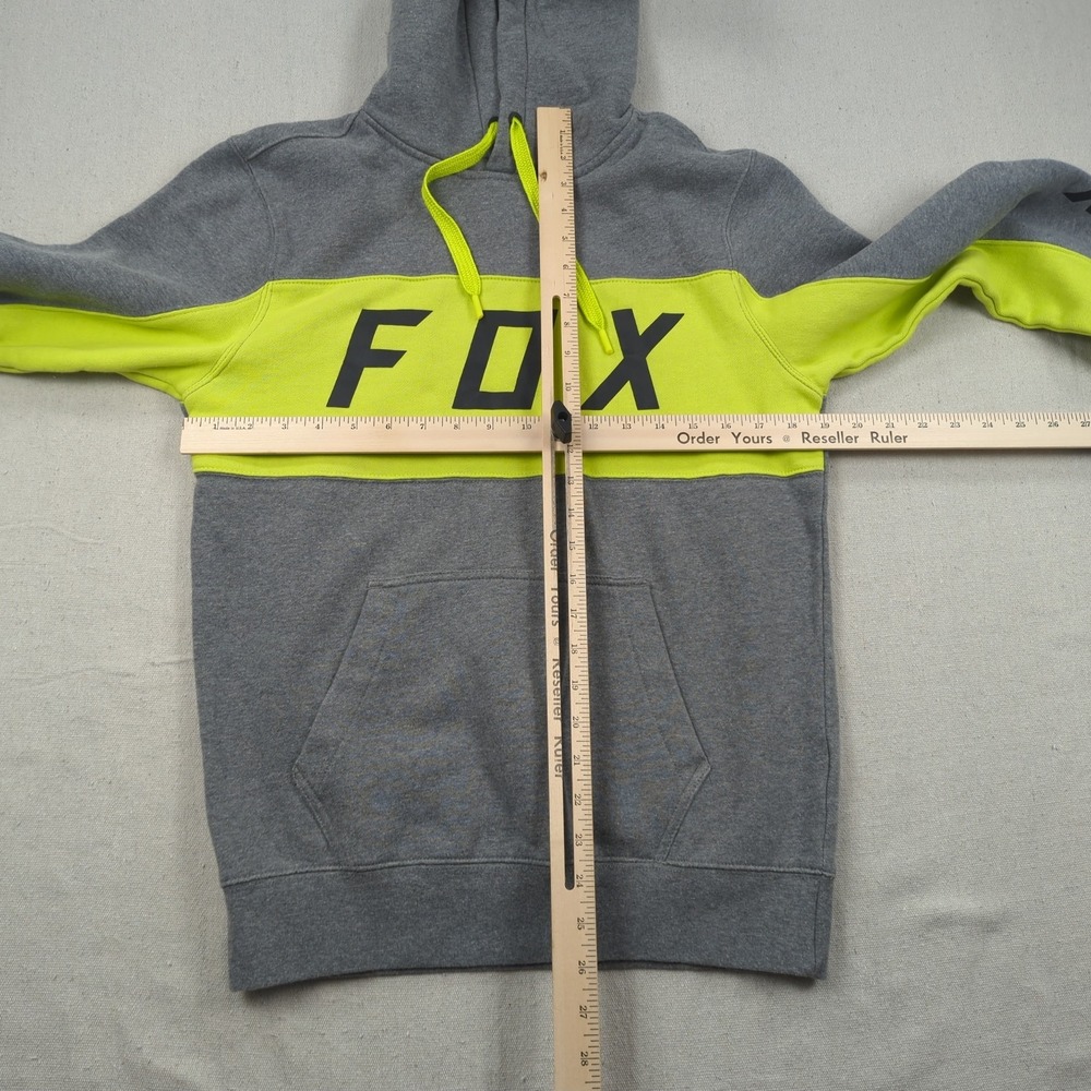 Fox Racing Hoodie Mens  Small Grey Yellow Activewear Pull Over‎ - Picture 5 of 13